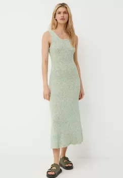 Samsoe Samsoe rochie din amestec de in SAISHA culoarea verde, maxi, evazati, F24200028 imagine