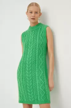 Samsoe Samsoe rochie din lana culoarea verde, mini, drept imagine