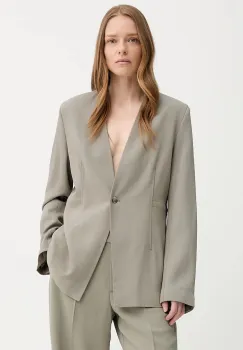Samsoe Samsoe sacou SAKITRA culoarea verde, un singur rand de nasturi, uni, F25100050 imagine