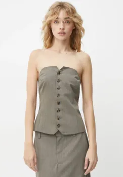 Samsoe Samsoe tricou din amestec de lana SAELLEN culoarea gri, neted, F24400131 imagine