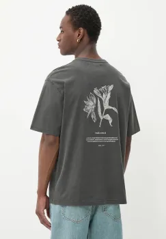 Samsoe Samsoe tricou din bumbac SALILIUM culoarea gri, cu imprimeu, U25200009 imagine