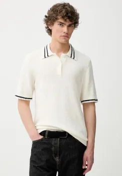Samsoe Samsoe tricou polo SAPEDRO culoarea bej, uni, M25200017 imagine