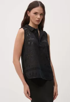 Sandro Ferrone bluza din bumbac femei, culoarea negru, neted, SFS14XBDBOOGABO imagine