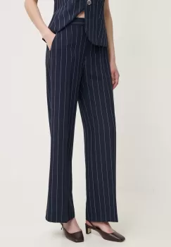 Sandro Ferrone pantaloni femei, culoarea albastru marin, drept, high waist, SFS21XBDCALIFORNIA imagine