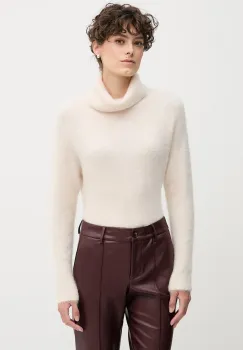 Sandro Ferrone pulover din amestec de lana de alpaca culoarea bej, cu guler, S9YBFNOME imagine