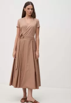 Sandro Ferrone rochie din bumbac culoarea bej, midi, evazati, SFS18XBDRAGUSA imagine