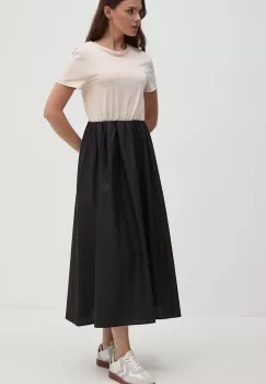 Sandro Ferrone rochie din bumbac culoarea bej, midi, evazati, SFS7XBDMARGOT imagine