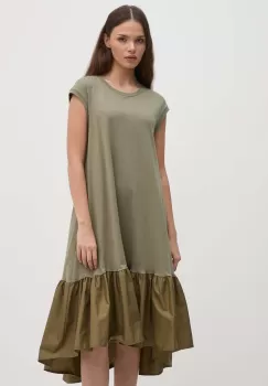 Sandro Ferrone rochie din bumbac culoarea verde, mini, evazati, SFS7XBDMIRANY imagine