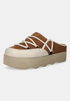 Scholl papuci din piele LINDSAY culoarea maro, cu platforma, F318352422 imagine