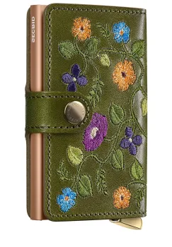 Secrid portofel de piele STITCH FLORAL culoarea verde imagine