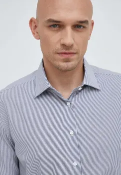 Seidensticker camasa din bumbac barbati, culoarea alb, cu guler clasic, slim imagine