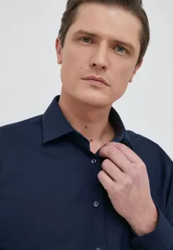 Seidensticker camasa din bumbac barbati, culoarea albastru marin, cu guler clasic, slim imagine