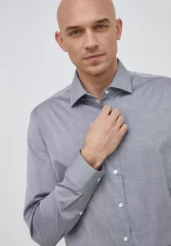 Seidensticker camasa din bumbac barbati, culoarea gri, cu guler clasic, slim imagine
