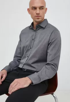 Seidensticker camasa din bumbac barbati, culoarea gri, cu guler clasic, slim imagine