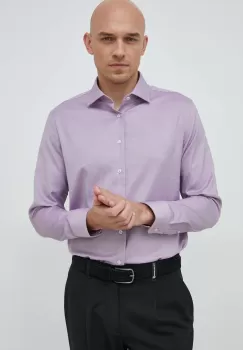 Seidensticker camasa din bumbac barbati, culoarea violet, cu guler clasic, slim imagine