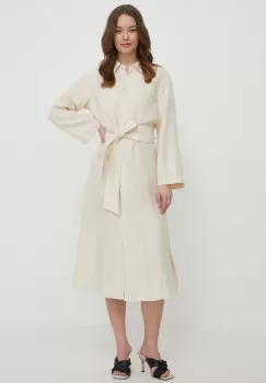 Seidensticker rochie din amestec de in culoarea bej, midi, drept imagine