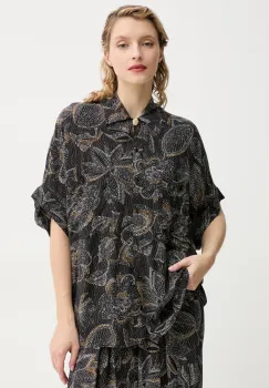 Sessun camasa femei, culoarea negru, cu guler clasic, relaxed, 25210049 imagine