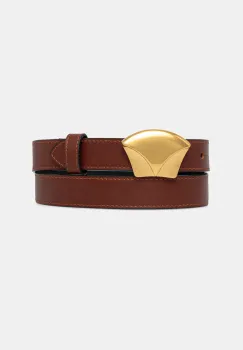 Sessun curea de piele femei, culoarea maro, 25216002 imagine