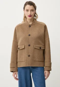 Sessun geaca de lana culoarea bej, de tranzitie, oversize, 25212001 imagine