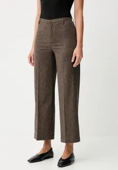 Sessun pantaloni cu lana culoarea maro, lat, high waist, 25107006 imagine