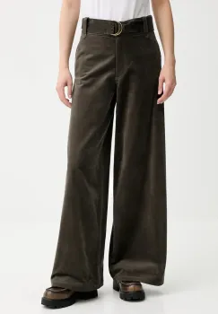 Sessun pantaloni de catifea culoarea verde, drept, high waist, 25107029 imagine