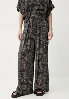 Sessun pantaloni femei, culoarea negru, lat, high waist, 25207019 imagine