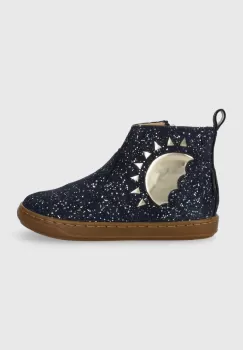 Shoo Pom cizme din piele intoarsa pentru copii culoarea albastru marin imagine