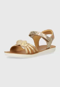 Shoo Pom sandale din piele pentru copii GOA HEART culoarea auriu imagine