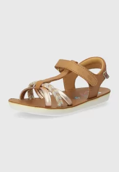 Shoo Pom sandale din piele pentru copii GOA SALOME culoarea maro imagine