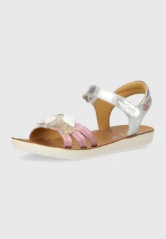 Shoo Pom sandale din piele pentru copii GOA TOUCAN culoarea argintiu imagine