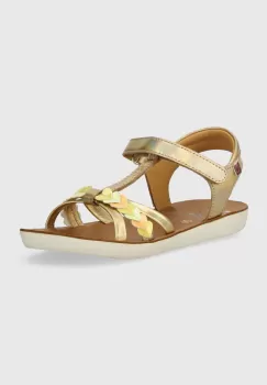 Shoo Pom sandale din piele pentru copii GOA TRESSE LOVE culoarea auriu imagine