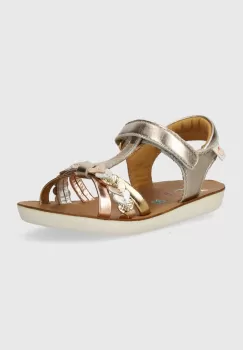 Shoo Pom sandale din piele pentru copii GOA TRESSE LOVE culoarea bej imagine