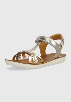 Shoo Pom sandale din piele pentru copii GOA TRESSE LOVE culoarea bej imagine