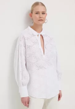 Silvian Heach bluza din bumbac femei, culoarea alb, neted imagine