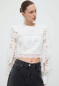 Silvian Heach bluza femei, culoarea alb, neted imagine