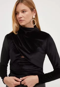 Silvian Heach bluza femei, culoarea negru, cu guler imagine
