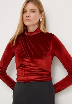 Silvian Heach bluza femei, culoarea portocaliu, cu guler imagine