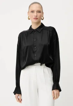 Silvian Heach camasa BOTHA culoarea negru, cu guler clasic, relaxed, GPA25318CA imagine
