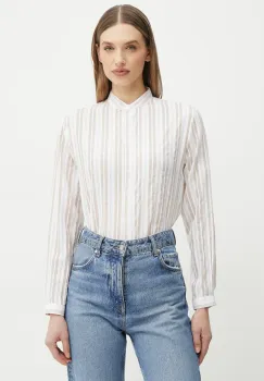 Silvian Heach camasa din bumbac SAROVA femei, culoarea bej, cu guler clasic, regular, GPP25257CA imagine