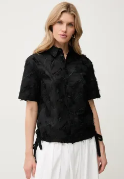 Silvian Heach camasa din bumbac SEREMA femei, culoarea negru, cu guler clasic, regular, GPP25332CA imagine