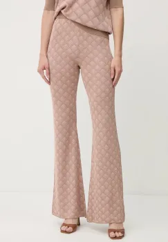 Silvian Heach pantaloni din amestec de in ARIS culoarea roz, evazati, high waist, GPA25201PA imagine
