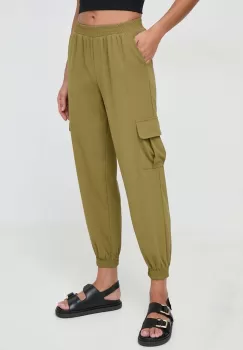 Silvian Heach pantaloni femei, culoarea verde, fason cargo, high waist imagine