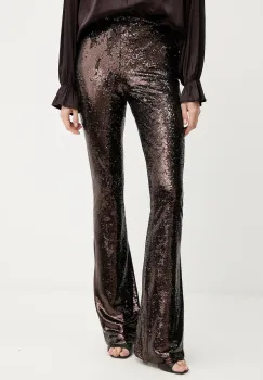 Silvian Heach pantaloni FUNZAM culoarea maro, evazati, high waist, GPA25522PA imagine