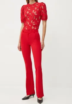 Silvian Heach pantaloni REIF femei, culoarea rosu, lat, high waist, GPA24007PA imagine