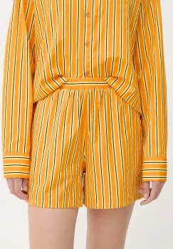 Silvian Heach pantaloni scurti din bumbac TAIR culoarea portocaliu, cu imprimeu, high waist, GPP25445SH imagine