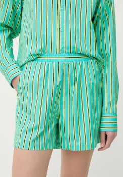 Silvian Heach pantaloni scurti din bumbac TAIR culoarea turcoaz, cu imprimeu, high waist, GPP25445SH imagine