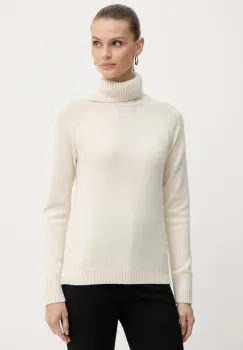 Silvian Heach pulover din amestec de lana DIOUF culoarea bej, light, cu guler, GPA25232LU imagine