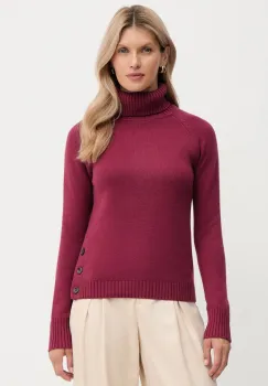 Silvian Heach pulover din amestec de lana DIOUF culoarea bordo, light, cu guler, GPA25232LU imagine