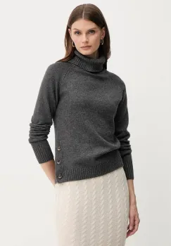 Silvian Heach pulover din amestec de lana DIOUF culoarea gri, light, cu guler, GPA25232LU imagine