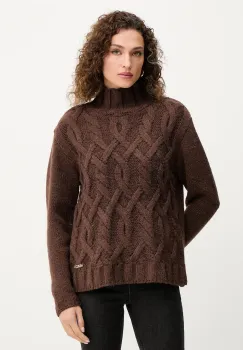 Silvian Heach pulover din amestec de lana HENRY culoarea maro, calduros, cu guler, GPA25255LU imagine